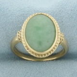 Jade Solitaire Ring In 14k Yellow Gold