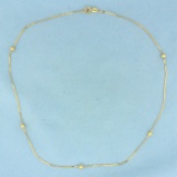 16 Inch Italian Ball Bead Station Serpentine Link Chain Necklace In 14k Yellow Gold