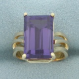 Purple Sapphire Solitaire Statement Ring In 14k Yellow Gold