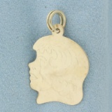 Engravable Girl Silhouette Charm Or Pendant In 14k Yellow Gold