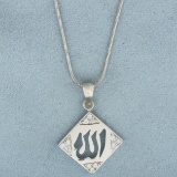 Diamond Allah Necklace In 18k White Gold