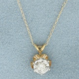 Diamond Solitaire Necklace In 14k Yellow Gold