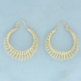 Diamond Cut Cage Hoop Earrings In 10k Yellow Gold