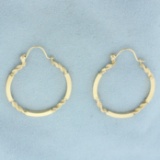 Unique Bar And Rope Hoop Earrings In 14k Yellow Gold
