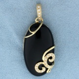 Amoro Designer Onyx And Diamond Statement Pendant In 14k Yellow Gold