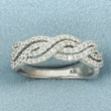 Diamond Wave Band Ring In 10k White Gold