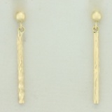 Diamond Cut Bar Dangle Earrings In 14k Yellow Gold