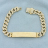 Engravable Pave Diamond Id Name Bracelet In 14k Yellow Gold
