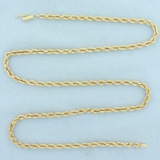 22 Inch Rope Link Chain Necklace In 14k Yellow Gold