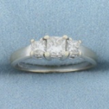 Three Stone Princess Diamond Engagement Or Anniversary Ring In 14k White Gold