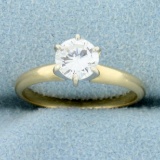 Solitaire Diamond Engagement Ring In 14k Yellow And White Gold