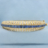 Designer 5ct Sapphire And Diamond Bangle Bracelet In 18k Yellow Gold