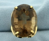 40ct Smokey Topaz Statement Ring In 18k Yellow Gold