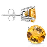 6mm Round Cut Citrine 1.85ctw Stud Earrings In Sterling Silver