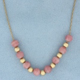 Morganite And Ball Bead Necklace In 14k Yellow Gold