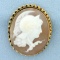 Vintage Hand Carved Shell Spartan Cameo Pin In 14k Yellow Gold