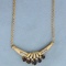Vintage Garnet And Diamond Necklace In 14k Yellow Gold