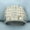 Mens Channel Set Diamond Statement Ring In 14k White Gold