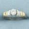 Round And Baguette Diamond Engagement Ring In 14k Yellow And White Gold