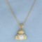 Akoya Pearl And Diamond Necklace In 14k Yellow Gold
