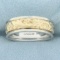 Mens Nature Design Wedding Band Ring In 14k Yellow And White Gold