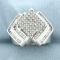 Round And Baguette Diamond Statement Ring In 14k White Gold