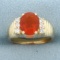 Fire Opal And Diamond Ring In 18k Yellow Gold
