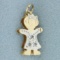 Aquamarine Little Girl Charm In 14k Yellow Gold