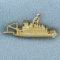 Delta Queen Mechanical Paddle Boat Charm In 14k Yellow Gold
