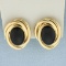 Vintage Onyx Button Earrings In 14k Yellow Gold