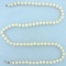 Vintage Akoya Pearl Strand Necklace In 14k White Gold Filigree Clasp