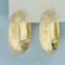 Italian Satin And High Polish Quilted Hoop Earrings In 14k Yellow Gold