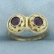 Vintage Twin Amethyst Ring In 14k Yellow Gold