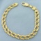 Mens Italian Designer Curb Link Bracelet In 18k Yellow Gold