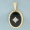 Vintage Onyx And Diamond Pendant In 10k Yellow Gold