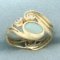 Vintage Opal And Diamond Ring In 10k Yellow Gold