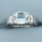 Aquamarine And Diamond Ring In 14k White Gold