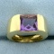 Italian Designer Modern Amethyst Ring In 18k Yellow Gold