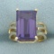 Purple Sapphire Solitaire Statement Ring In 14k Yellow Gold