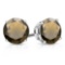 8mm Round Cut Smoky Quartz 3.8ctw Stud Earrings In Sterling Silver