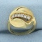 Abstract Art Deco Designer Diamond Ring In 14k Yellow Gold