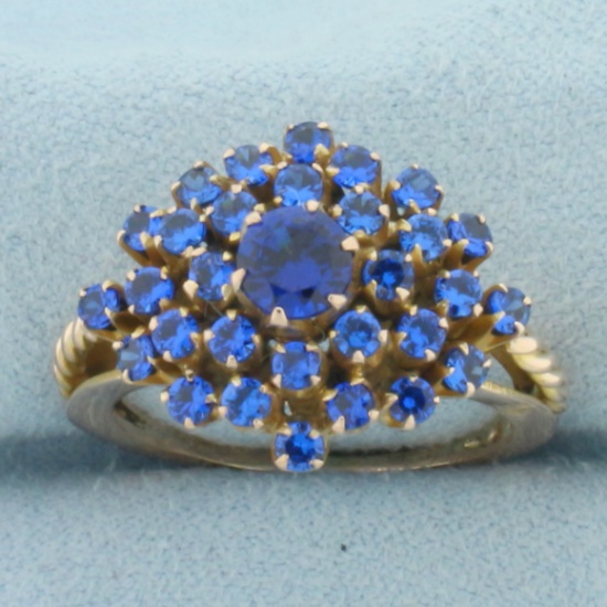 Blue Topaz Starburst Ring In 8k Yellow Gold