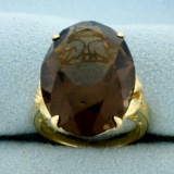 24ct Smoky Topaz Statement Ring In 14k Yellow Gold
