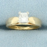 Solitaire Princess Diamond Engagement Ring In 14k Yellow Gold