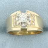 Illusion Set Diamond Engagement Ring In 14k Yellow And White Gold