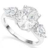 3-stone White Topaz With Diamond Accent Ring In Sterling Silver