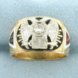 32 Degree Diamond Masonic Ring In 14k Yellow Gold