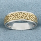 2-tone Comfort Fit Wedding Band Ring In 14k White And Yellow Gold