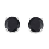 5mm Round Midnight Sapphire Earrings In Sterling Silver