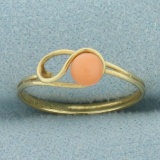 Vintage Angel Skin Pink Coral Ring In 14k Yellow Gold